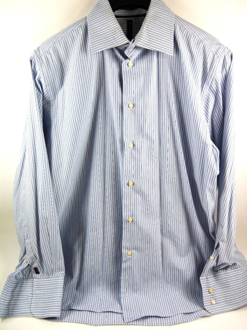 Vertical Men's Blue Striped Shirt Large Fits16.5 Long Sleeve 33/34